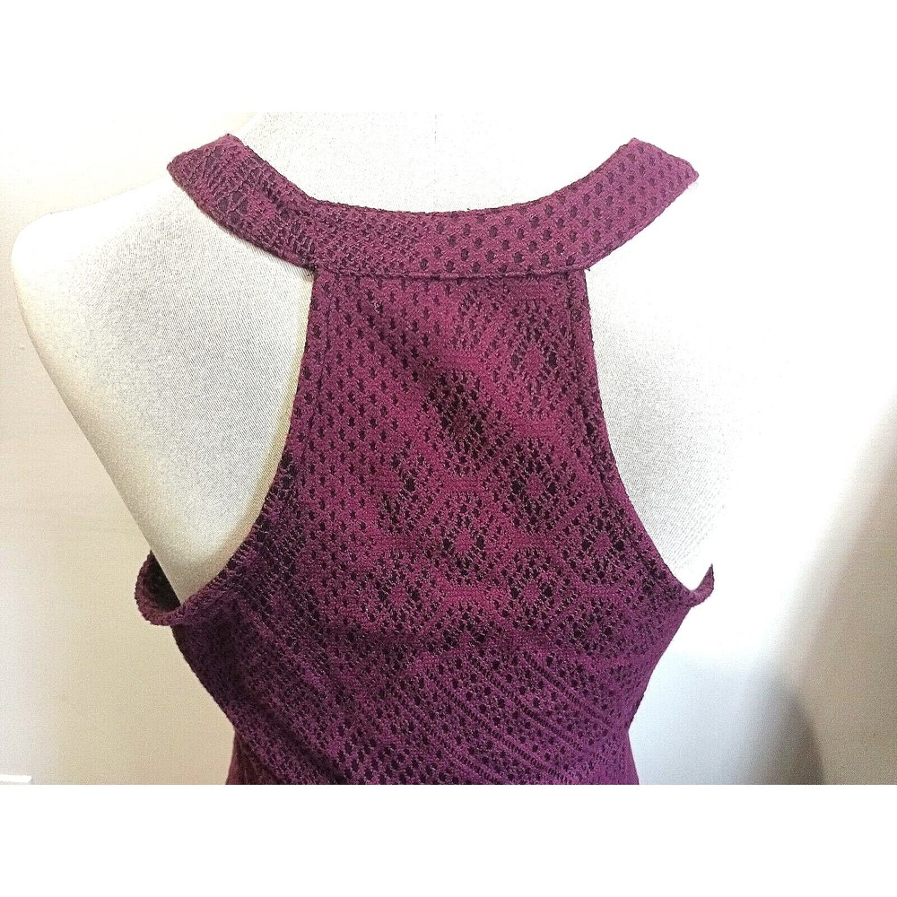 Free People Womens Bodycon Dress Medium Burgundy Crochet Lace Lined Stretch - Picture 6 of 9